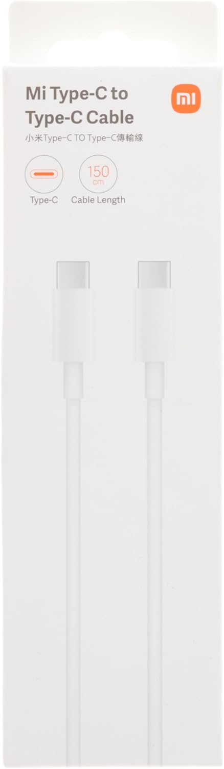 Xiaomi Mi 1.5M USB-C to USB-C Cable, White, 5Amp Current Supported, E-Mark Chip