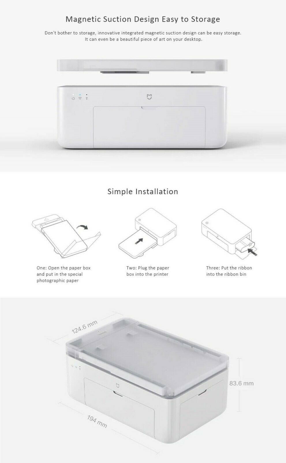 Xiaomi Mi Wireless Photo Printer Heat Sublimation with Extra Ink and 40 Photo