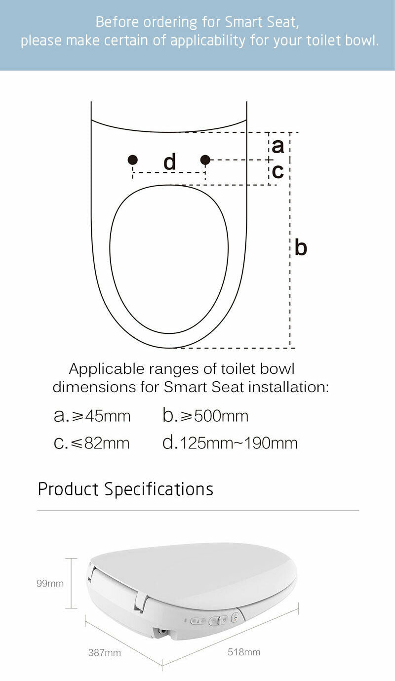 Uclean Whale Spout Bidet Smart Toilet Seat Pro Air Dryer with Remote Control Australian Version