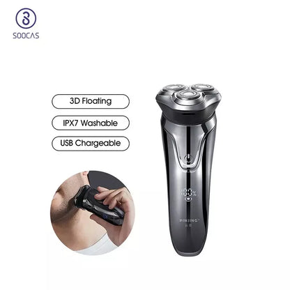 So White Wireless 3D Smart Floating Usb Charging Electric Razor Shaver