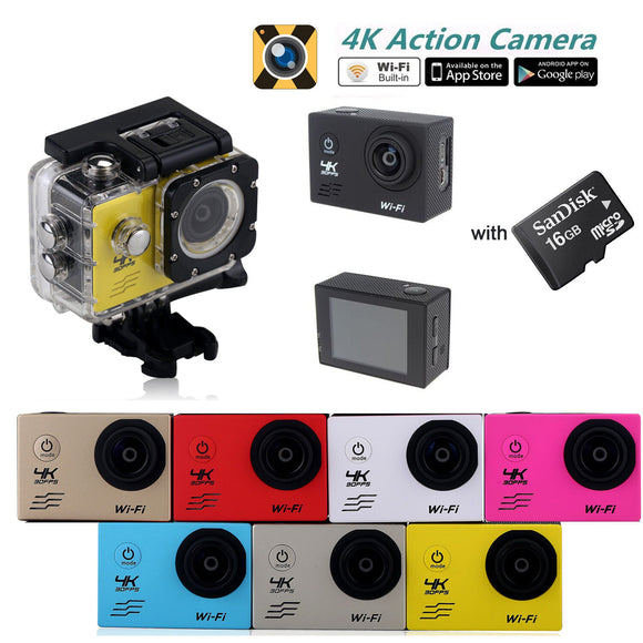 4K Ultra HD Action Camera Wifi Waterproof Sports Video Camera Car Camcorder 16GB