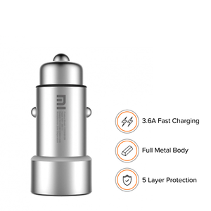 Xiaomi Mi Car Charger 3.6A Fast Charging Metal Style - SILVER