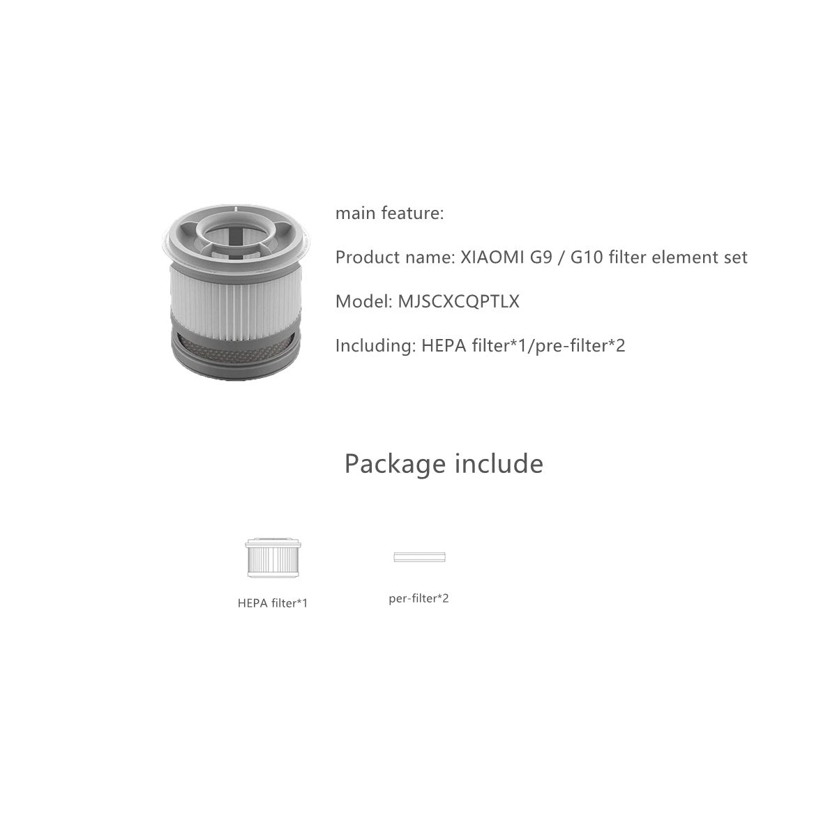Xiaomi Mi Vacuum Cleaner G9/G10 HEPA Filter Kit - TechPunt