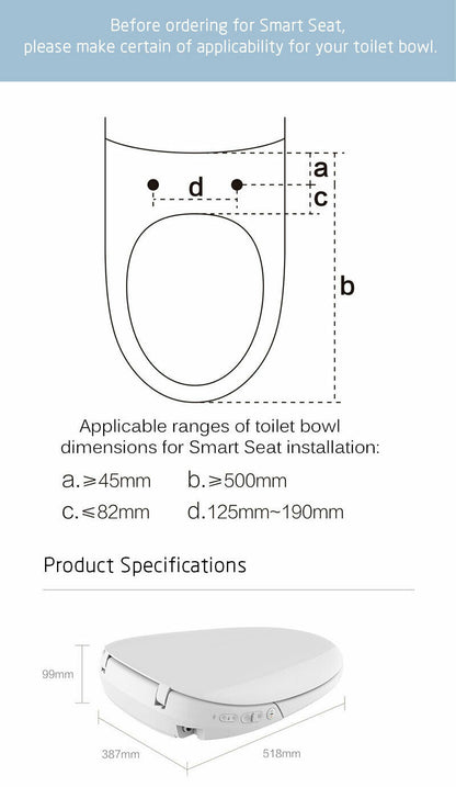 Uclean Whale Spout Bidet Smart Toilet Seat Pro Air Dryer with Remote Control Australian Version