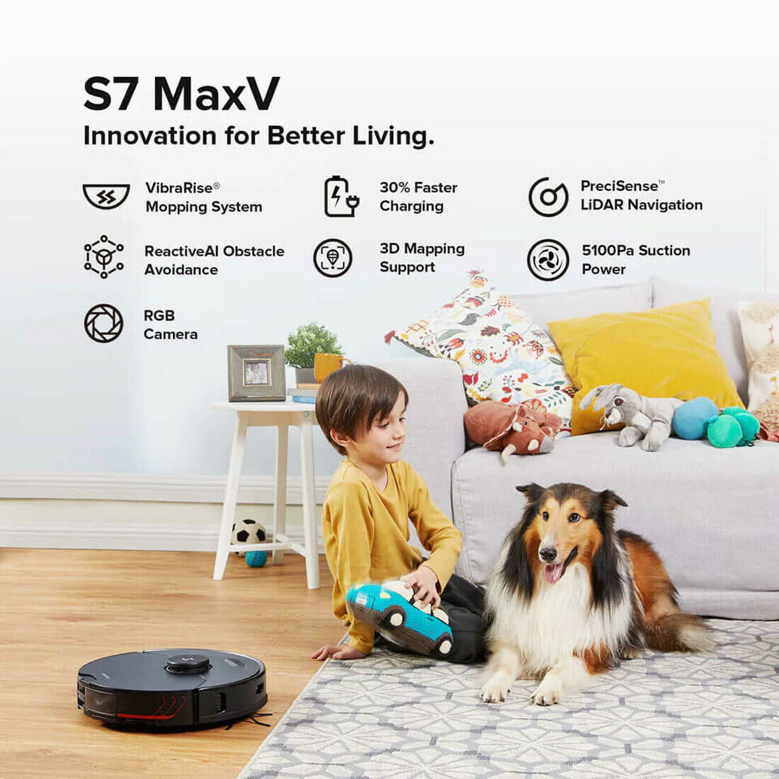 Roborock S7 MaxV Robot Vacuum Cleaner with Mop Official Australian Version Black
