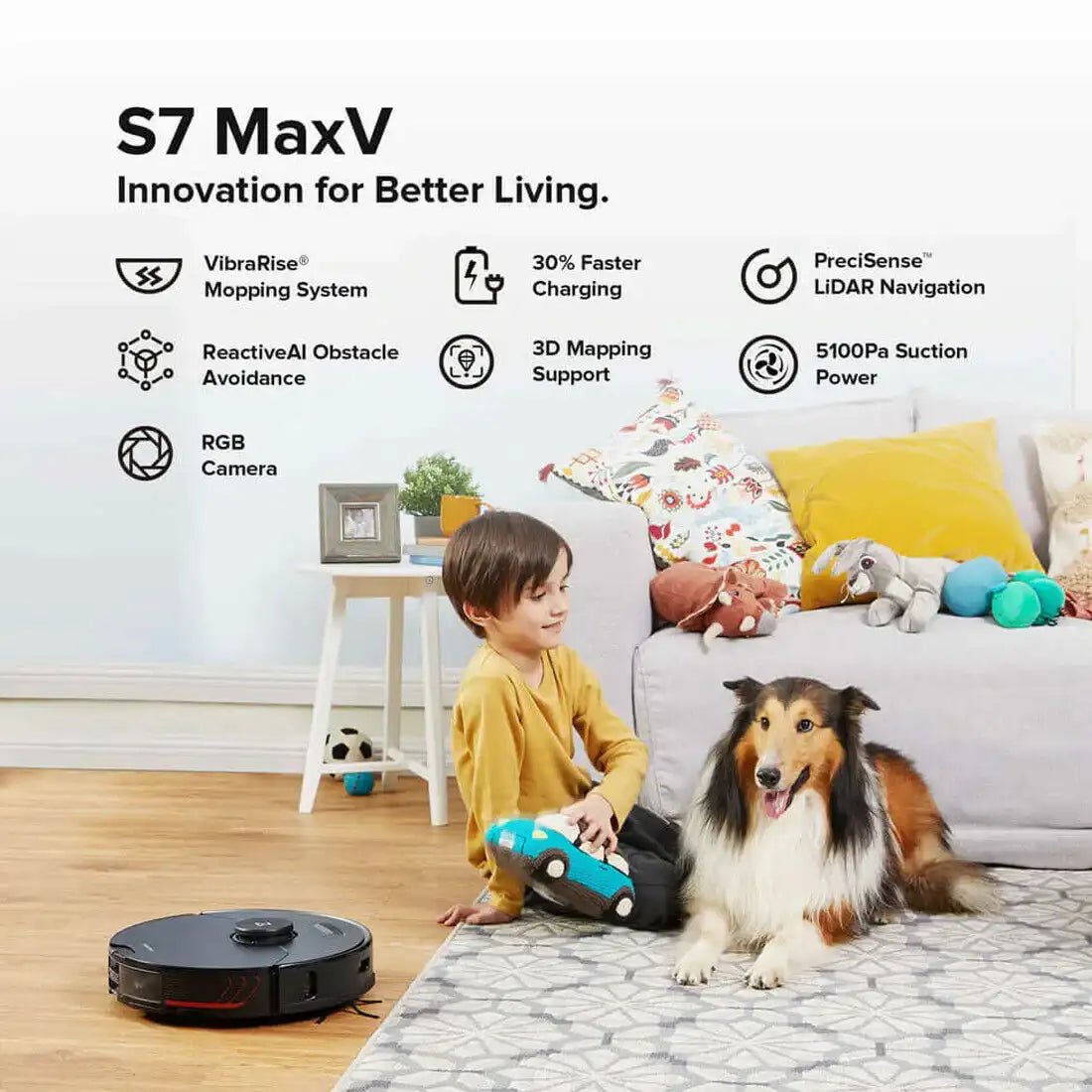 Roborock S7 MaxV Plus Auto Empty Station Robot Vacuum Cleaner with Mop Official Australian Version Black